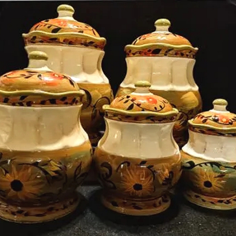 5 pc. Canister Set-Certified International Margaret Le Van Design Sunflowers